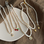 法式复古天然珍珠项链轻奢小众赫本风锁骨链时尚气质高级感毛衣链