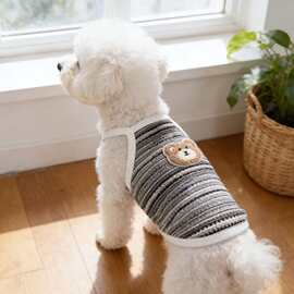 卡通格纹樱桃吊带泰迪狗狗衣服舒适透气宠物猫咪服饰