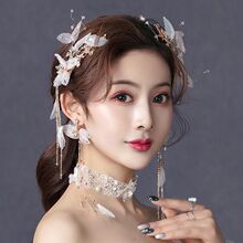 中式新娘金色凤冠头饰古装头饰秀和服龙凤褂配饰古装汉服后发梳