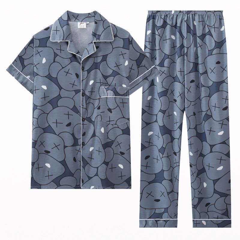 Pijamas de verano delgados de algodón pantalones de manga corta de hombre delgados de verano grande conjunto de ropa de casa