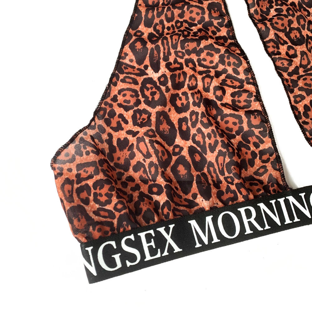 Pijama sexy con estampado de leopardo y alfabeto NSYO62955