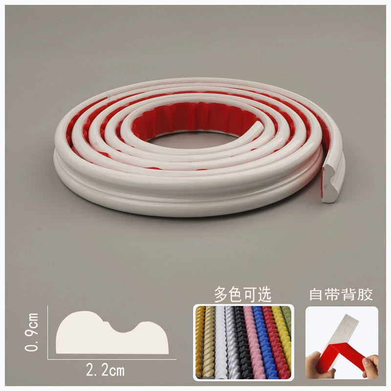 PVC Soft Edge Strip Self-Adhesive, Curved Ceiling & TV Wall Molding, White, Various Widths