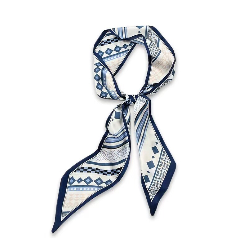 French-Style Simple Versatile Silk Scarf with a High-End Feel, Neck Scarf with a Ribbon, Elegant Temperament, Hair Tie, Wrist Wrap Decoration