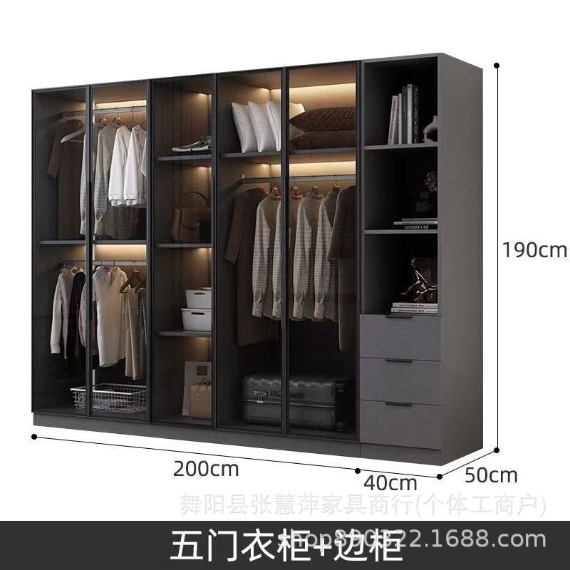 玻璃门衣柜家用卧室小户型收纳储物柜新款衣帽间组合主卧衣柜衣橱|undefined