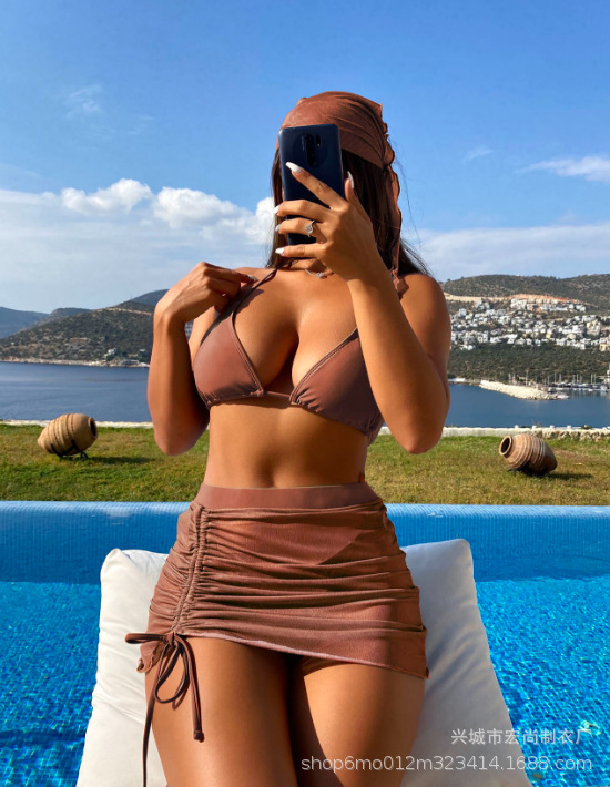 175g Weight Sleeveless Sleeve Length Nylon Fabric Type Shorts Co-ord Set Sets Type 4 Pieces Set Quantity Swimming Occasion 3 Pieces Set Neckline Regular Fit Fit Type Solid Color Pattern Women's Gender Sexy Style Women's Sexy Solid Color 4 Pieces Set Bikinis Swimwear 3