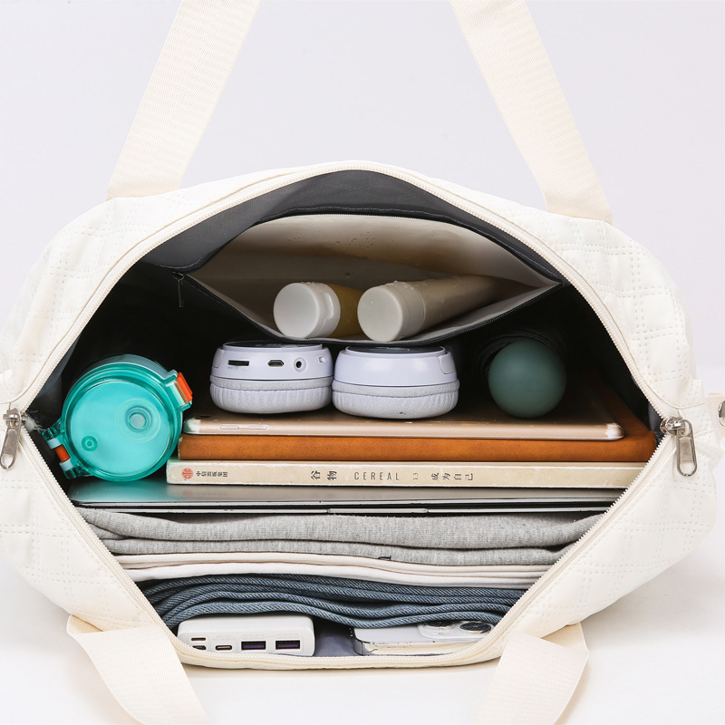 Universal wheel diamond grid travel lightweight luggage storage for delivery bag, dry wet separation, large capacity_voghion.com