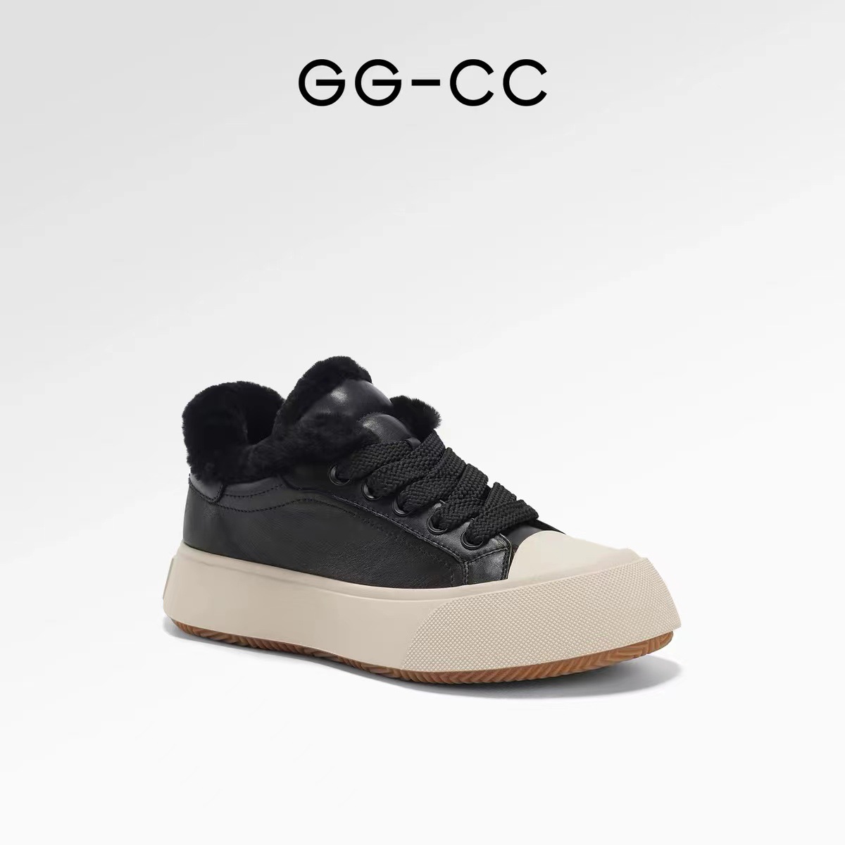 【布朗可可】GGCC潮流时尚厚底冬季毛毛鞋保暖加绒增高休闲板鞋女