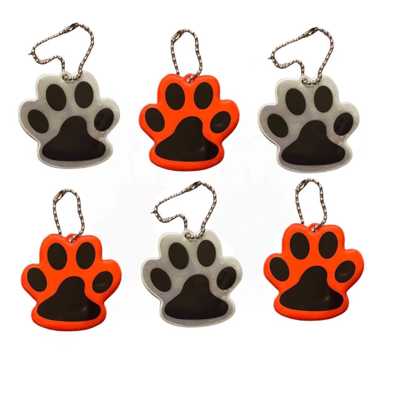 Retro-reflectante garra de gato PVC retro-reflectante llavero mochila para niños decoración estilo de dibujos animados LOGO personalizado