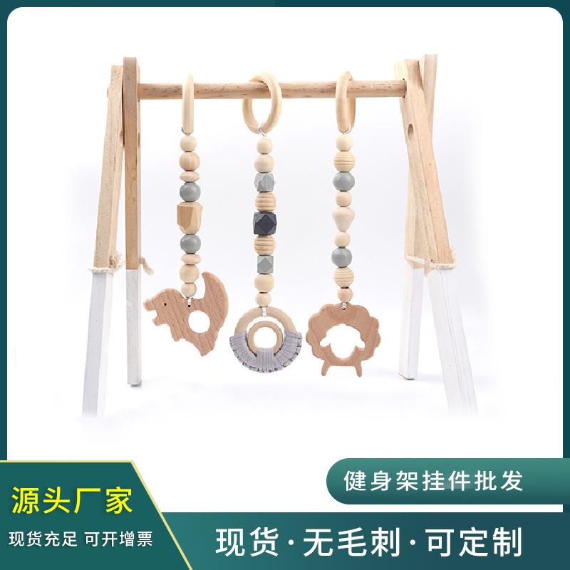Colgante de animales Decoración de la habitación de los niños Hilo de algodón de madera Soporte de fitness Colgante Dinosaurio Oveja Colgante de animales Juego de tres piezas