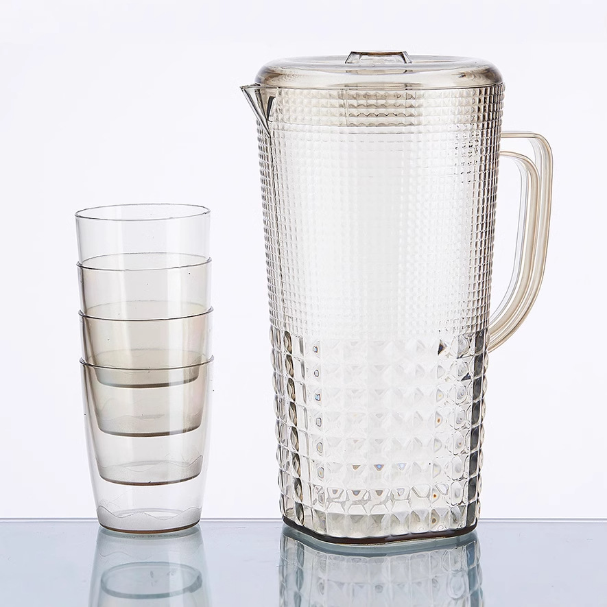 Botella de agua fría de plástico PS en verano tetera doméstica de gran capacidad refrigerador fresco abierto con tetera de agua fría resistente a altas temperaturas