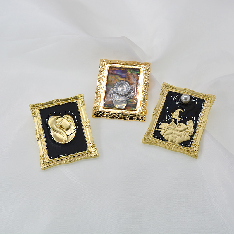 Retro Picture Frame Oil Painting Brooch display picture 4