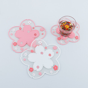 Cherry Blossom Ins Heat Insulation Mat Dining Table Anti-scalding Mat Flower Coaster Pvc Western Food Mat Sand Pot Mat Draining Tableware Bowl Mat