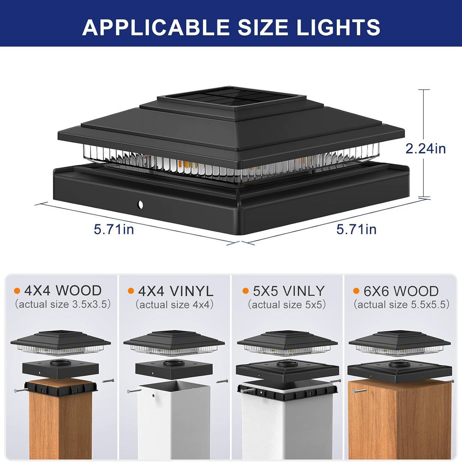 Travel LED lights solar-powered for pillar, fence, 16 pieces