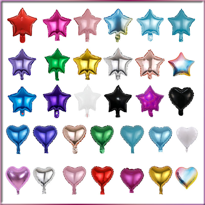 10 inch heart-shaped five-pointed star aluminum foil balloon party decoration proposal confession scene atmosphere aluminum film balloon 10 inch heart-shaped five-pointed star aluminum foil balloon party decoration proposal confession scene atmosphere aluminum film balloon