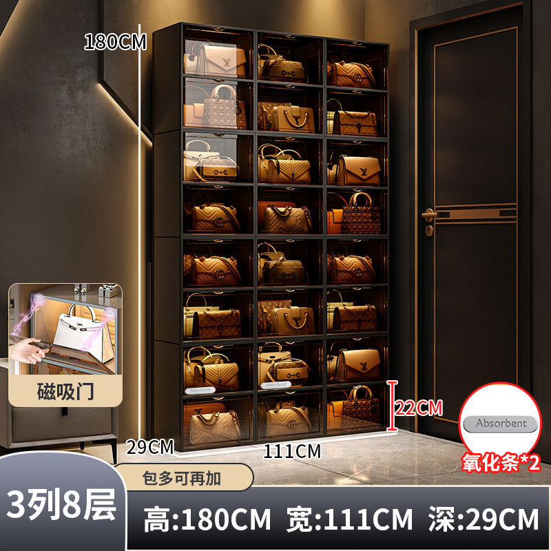 Gabinete de almacenamiento de bolsos para el hogar muestra almacenamiento de artefactos bolsos estantes de almacenamiento caja de exhibición del dormitorio gabinete de piso de madera maciza rejilla