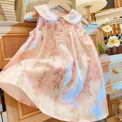 Girls' Dress 2024 Summer New Thin Girls' Vest Skirt Flower Princess Skirt 222