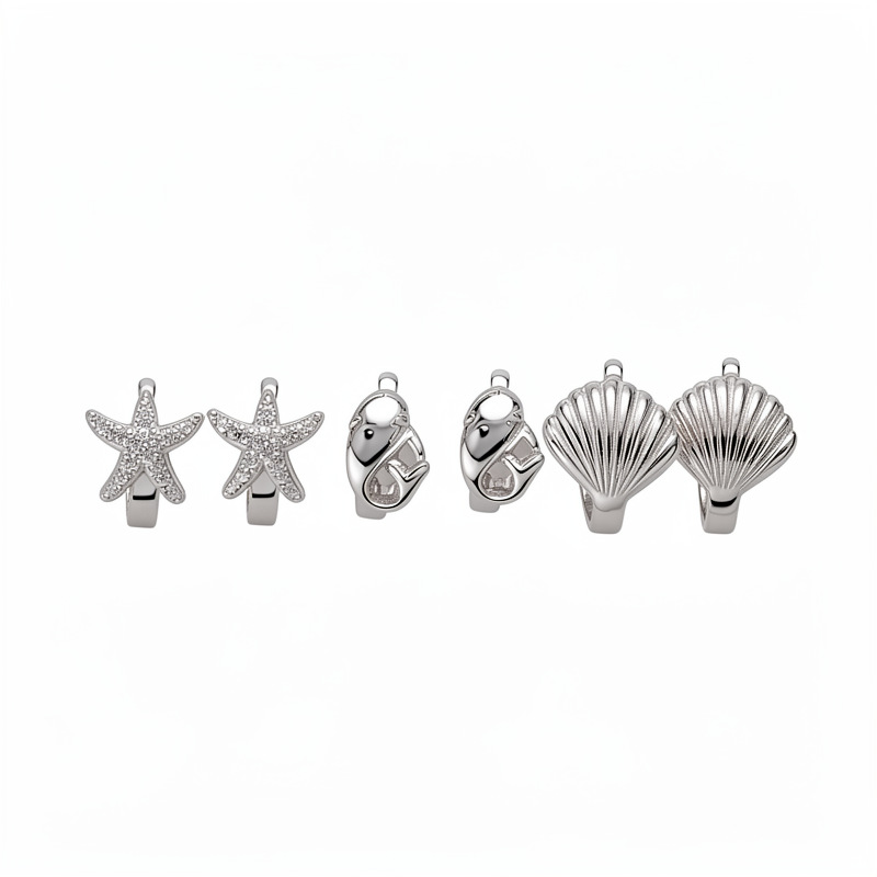 Sechsteiliges Ohrstecker Set Mit Seestern Und Muschel Für Den Strand_voghion.com