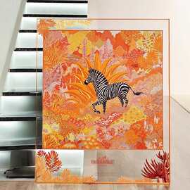 丝巾装饰画轻奢高级感简约法式客厅挂画入门玄关走廊亚克力罩2025