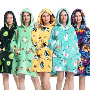 Family Pajamas New Winter Clothing Hooded Sweater Children's Wearable Blanket Adult Baby Oversized Lengthening