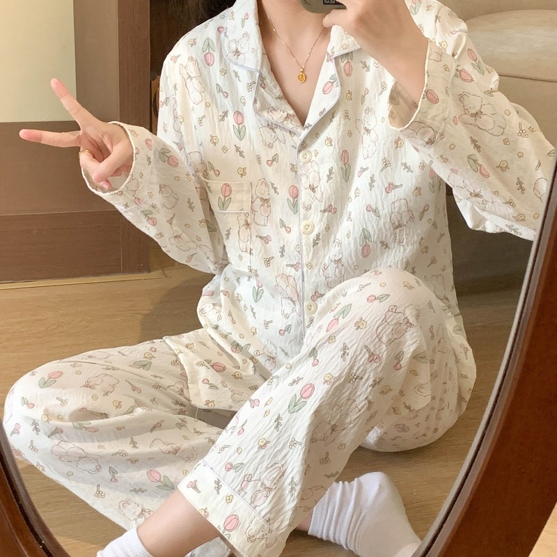 (가슴패드 없음) [윤두면] 튤립밀크래빗 긴팔+바지