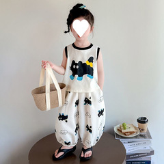 女童背心套装夏季2025新款儿童无袖洋气时尚宝宝夏装防蚊裤两件套