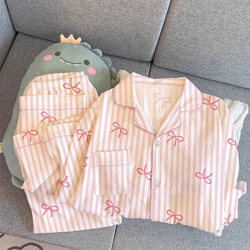 120G nubes de algodón pijama ropa para el hogar mangas cortas pantalones largos conjunto de entidad al por mayor pedidos de comercio exterior del sudeste asiático TK transfronterizo