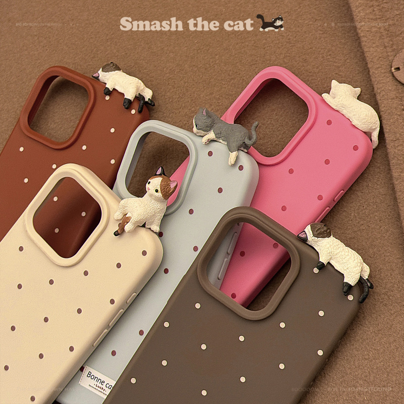 かわいい立体的な猫の指紋防止iPhone 17ケース、Apple 16、15 Pro Max対応、シンプル|undefined