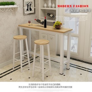 Modern Leisure Milk Tea Shop Tables and Chairs, Simple Bar Table, Steel Wood Long Table, Balcony Home Wall Bar Table