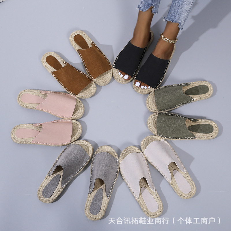 【Wish Amazon Women's Shoes 2025 Foreign Trade Fisherman's Real Hemp Rope Sandals European and American Casual Casual Women's Flat Bottom