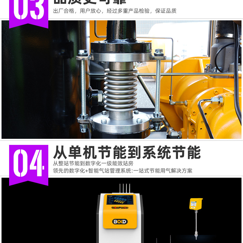 Screw-Tandem Secondary Compression Air Compressor, Energy-Saving Spray-Coating Silent Permanent Magnet Inverter, 55Kw Air Compressor