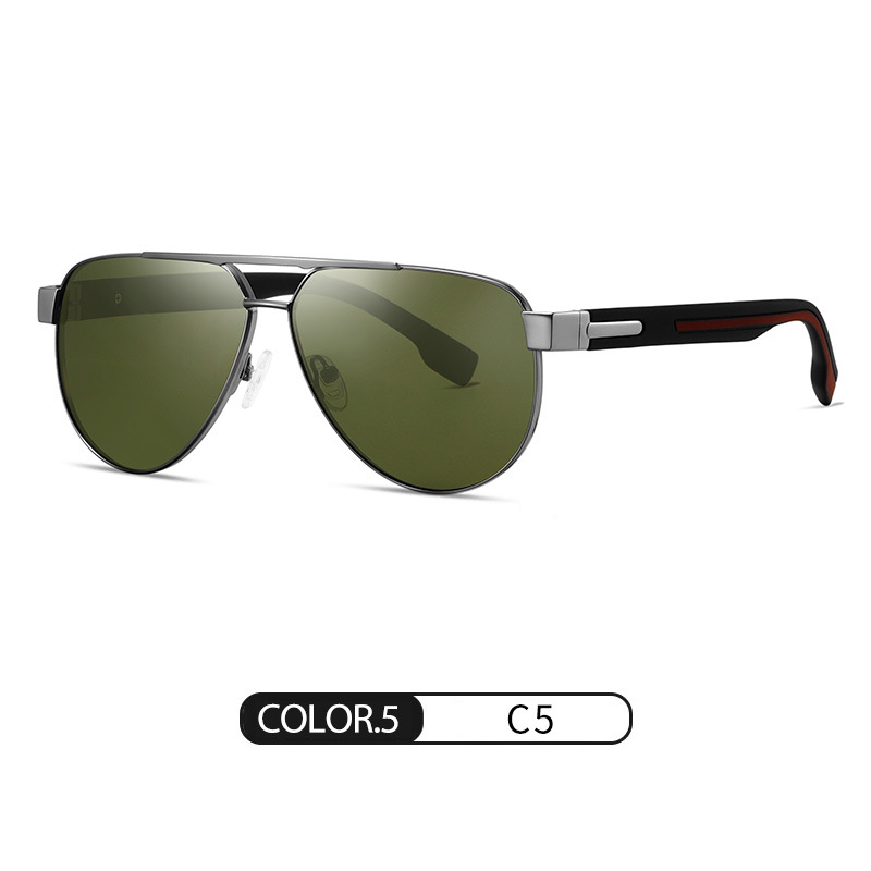 Espejo de sapo de moda clásica S15105 protector solar para hombres al aire libre Gafas de sol polarizadas de metal Gafas de sol de conducción de doble viga