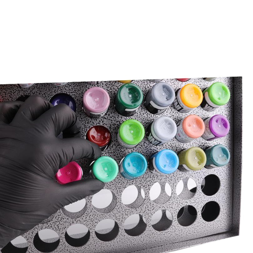 Estante de color de acero inoxidable Allon estante de color poroso Estante de exhibición de tatuaje de 78 agujeros Equipo de tatuaje de belleza transfronterizo al por mayor