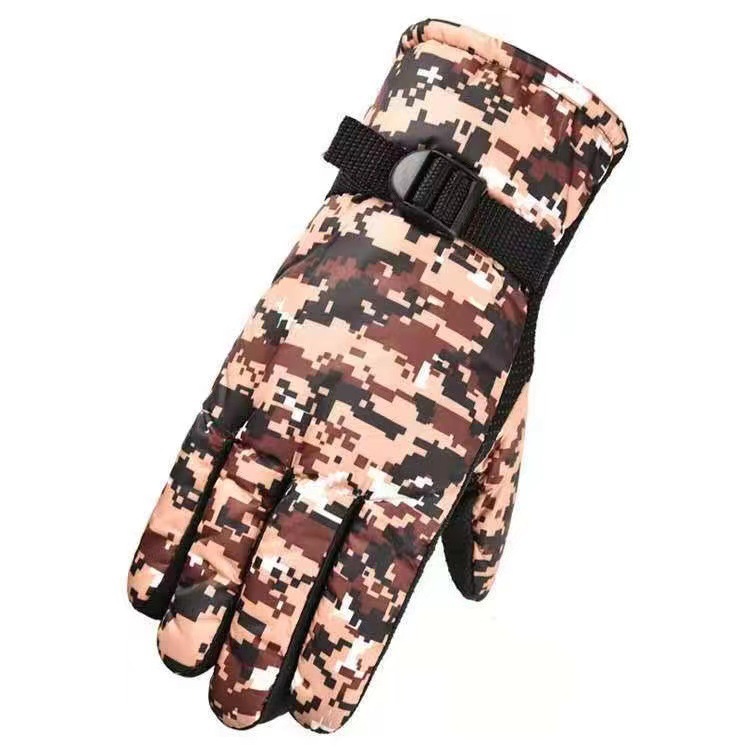 Guantes de camuflaje otoño e invierno con forro polar cálido a prueba de viento impermeable antideslizante conducción deportiva guantes al aire libre