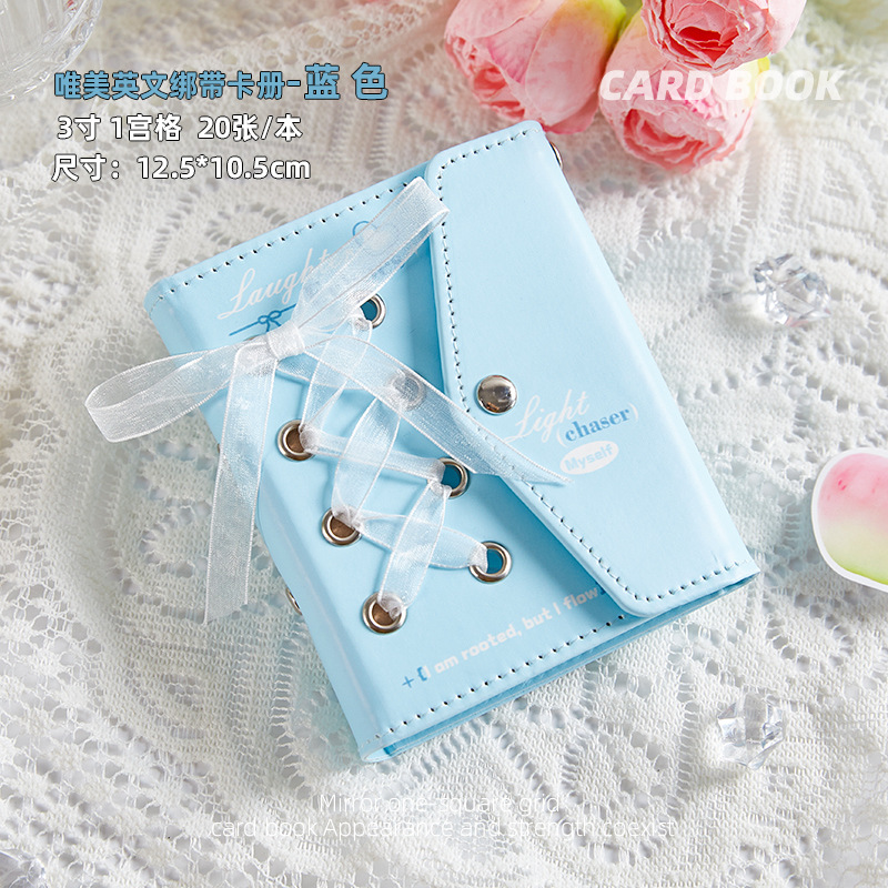 Hermoso estilo de cinta en inglés, un libro de tarjetas de cuadrícula, libro de almacenamiento de tarjetas pequeñas de celebridades de alto valor, álbum de fotos Polaroid, álbum conmemorativo