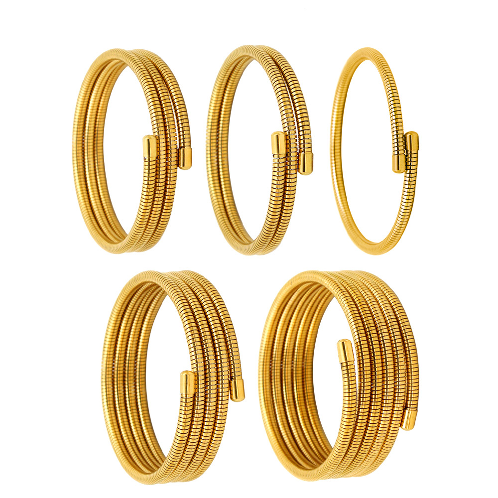 21g Weight PVD Coated Gold Plating Process 18K Gold, Real Gold Plated Plating Material 304 Stainless Steel Pendant Material Bangle Classification 304 Stainless Steel Chain Material 1 Piece Quantity Holiday, Daily Occasion 304 Stainless Steel Material Round Pattern Women's Gender Simple Style Style Waterproof Non Tarnish, Plating Craft PVD Coated 18K Gold Real Gold Plated Round 304 Stainless Steel Simple Style Waterproof Non Tarnish 304 Stainless Steel Bangle 19