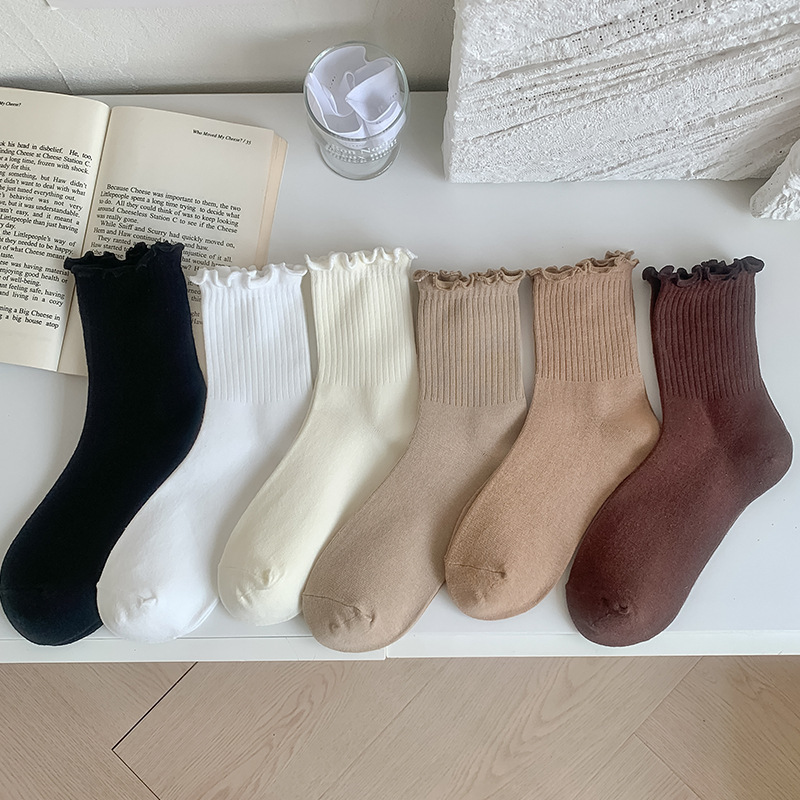 Internet Celebrity Super Popular Socks Women's Cotton Trendy Mid-Calf Socks with Fungus Edges for Girls and Ladies Spring & Fall Ins Trendy Matchinging Small Leather Shoes Internet Celebrity Super Popular Socks Women's Cotton Trendy Mid-Calf Socks with Fungus Edges for Girls and Ladies Spring & Fall Ins Trendy Matchinging Small Leather Shoes