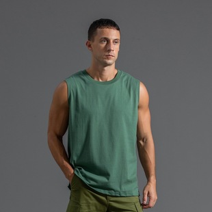 Pure Cotton Sleeveless T-Shirt Men's Large Size Sports Vest Men's Trbottomy Men's Fitness Loose Bottoming Shirt Waistcoat