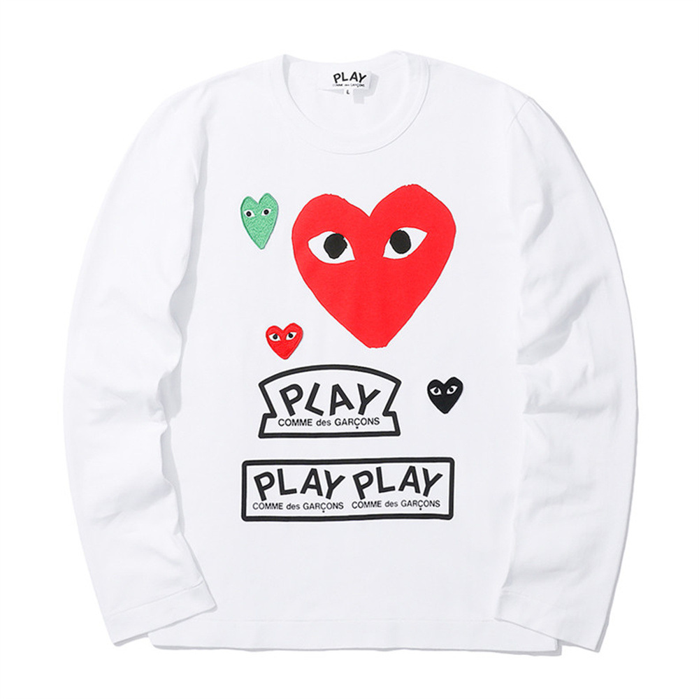 川久play2023年春の赤い愛のアルファベットのロゴのプリントの長袖のtシャツの男女は同じです。