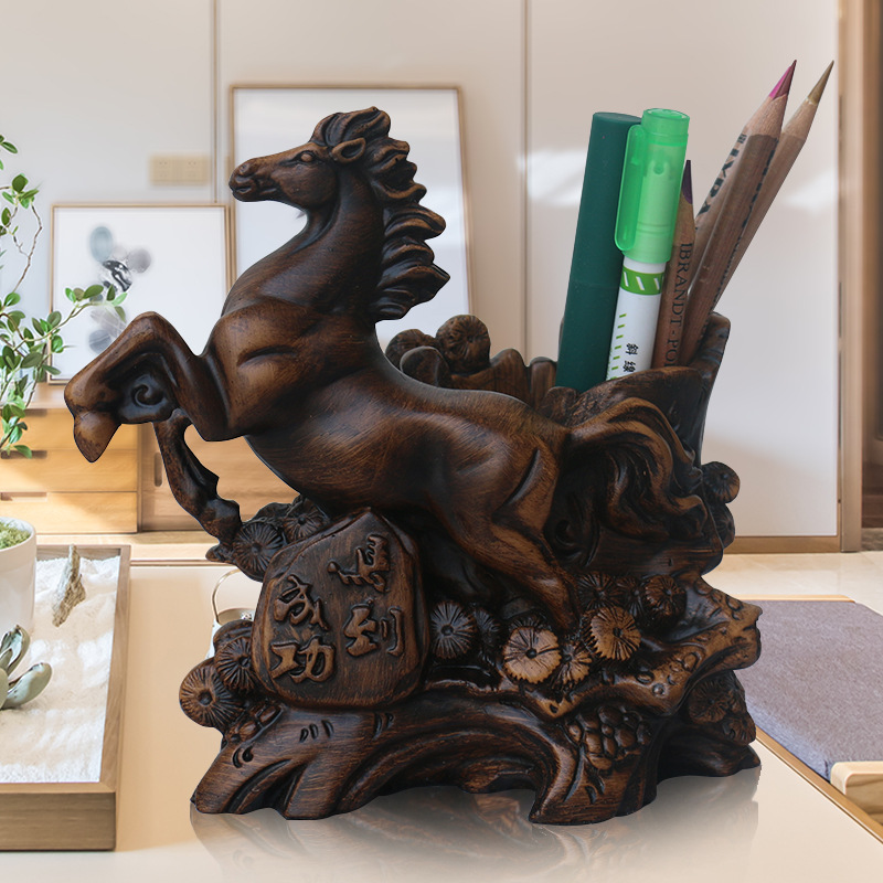 즉시 성공을 가져다주는 펜꽂이 장식품, 사무실 및 서재 수납 장식, 학생 및 교사의 날 선물, 인조 백단향 문구류, 데스크탑 장식