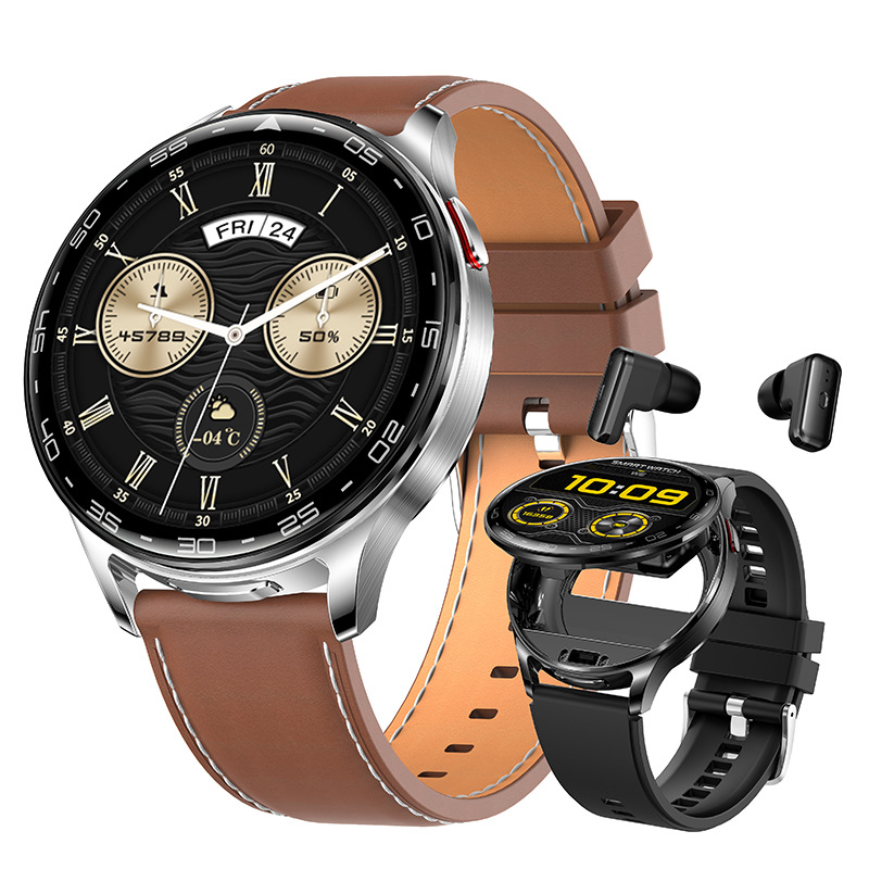 New ultra-thin flip multi-function built-in TWS Bluetooth headset smart watch 2-in -1 sports call NFC male