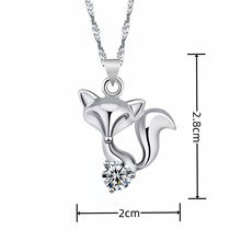时尚甜美狐狸吊坠 时尚饰品短款锁骨链桃花镶钻魅力狐狸吊坠项链