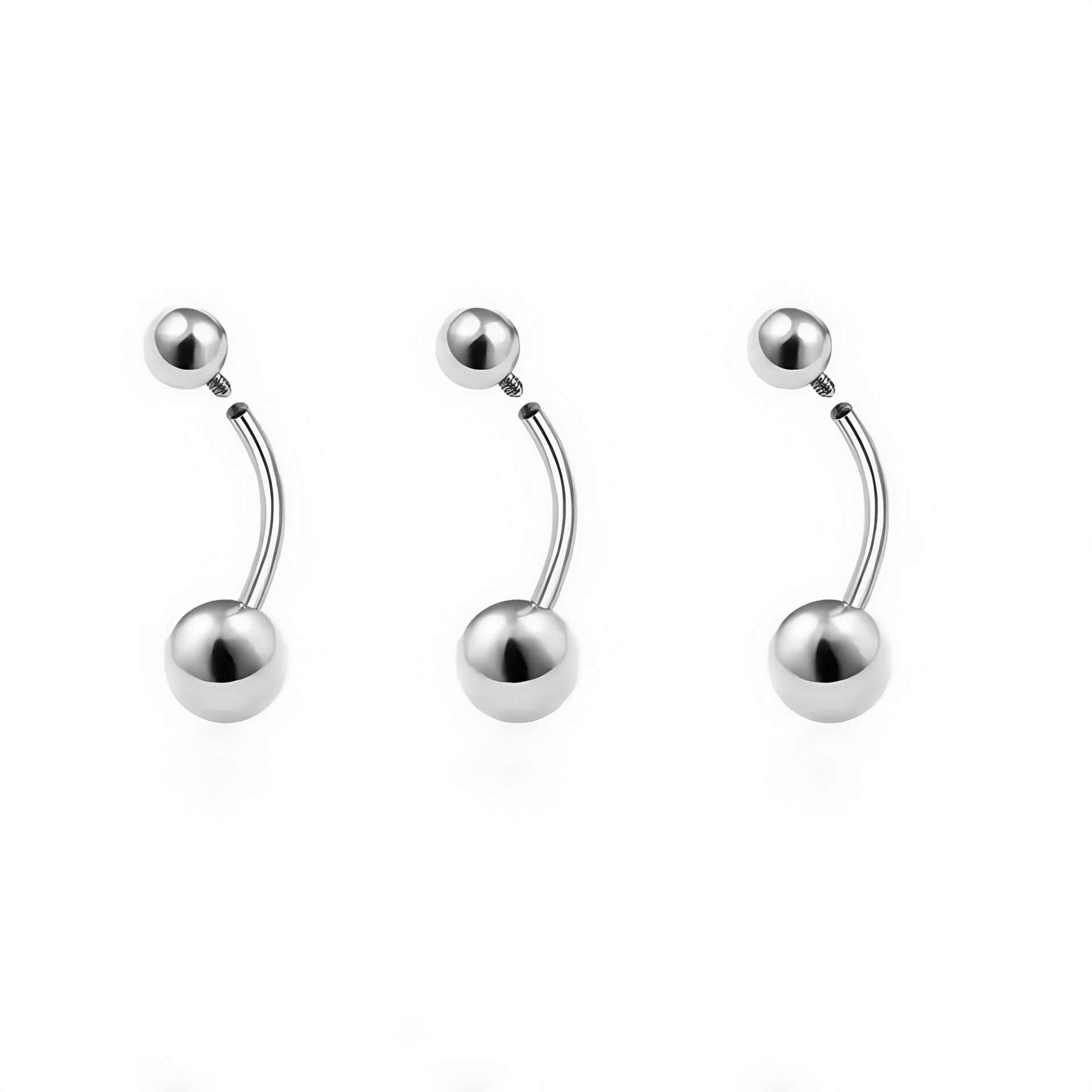F136 Titanium Internal Thread Double Ball Basic Curved Bar Belly Button Ring G23 Titanium Alloy Body Piercing Jewelry detail image 8