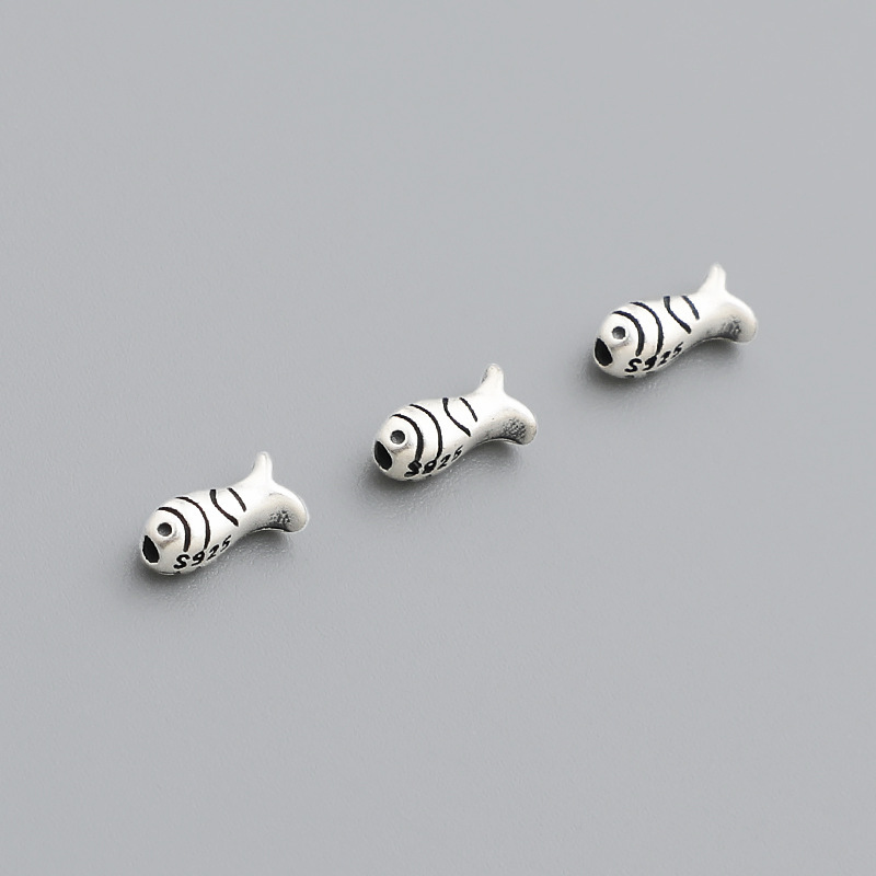 DIY Bracelet Accessories S925 Sterling Silver Retro Small Fish Separated Beads Beaded Rope Bracelet Bracelet Necklace Loose Bead Accessories