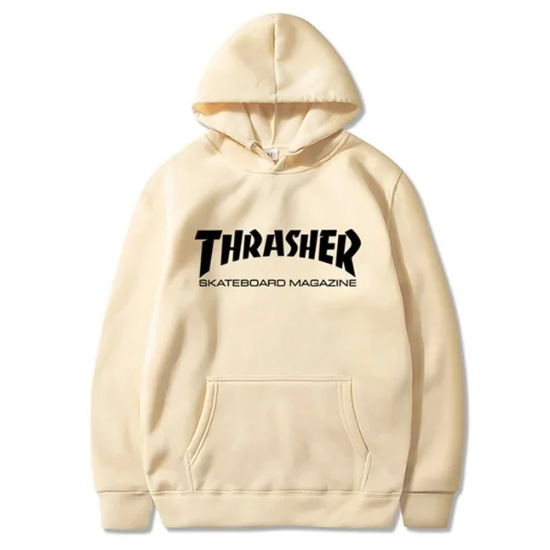 200g fabric cotton t European size autumn new fashion brand THRASHER men's pullover long sleeve high street