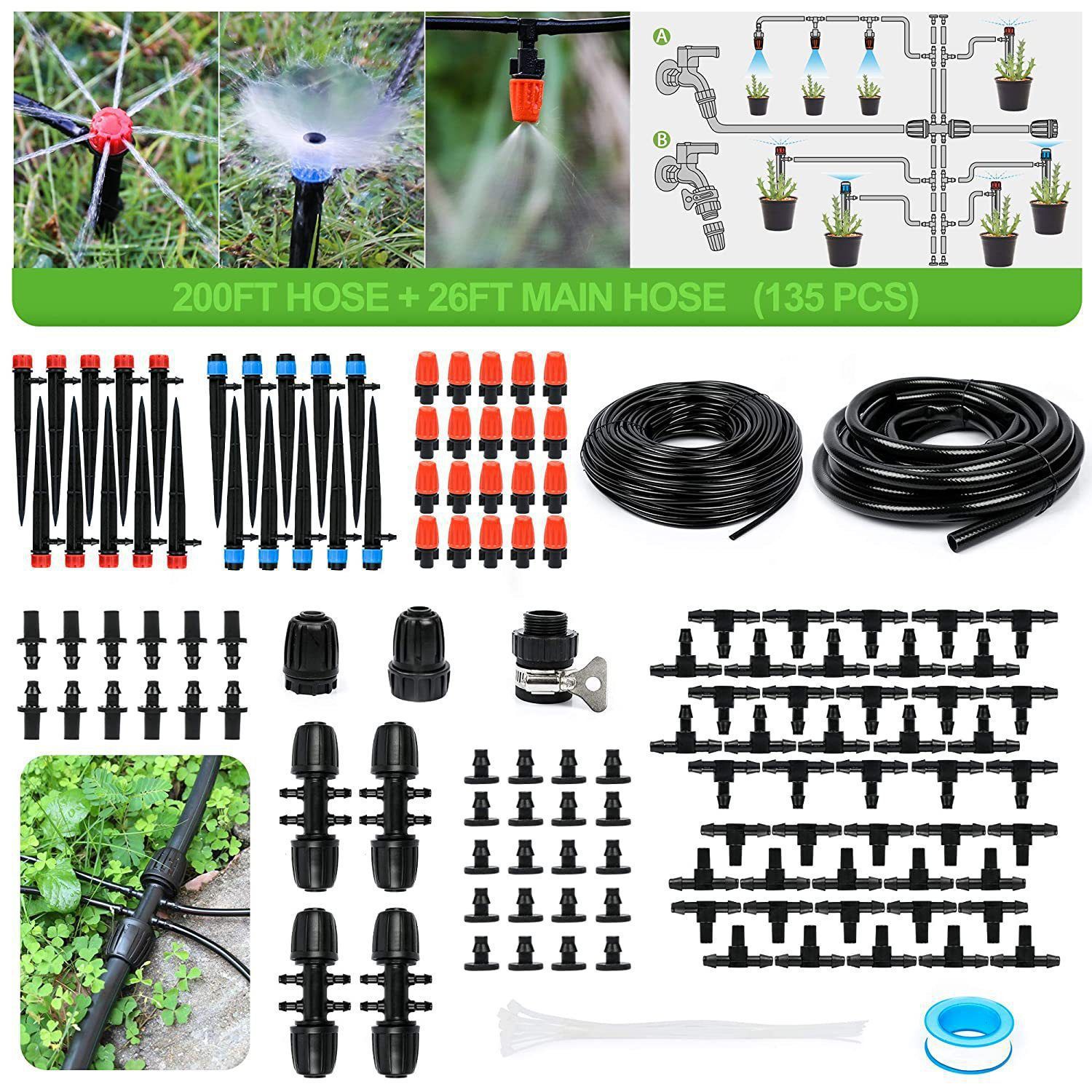 Kit di irrigazione a goccia transfrontaliera per vasi, irrigazione da giardino, raffreddamento atomizzato, irrigazione automatica per giardinaggio._voghion.com