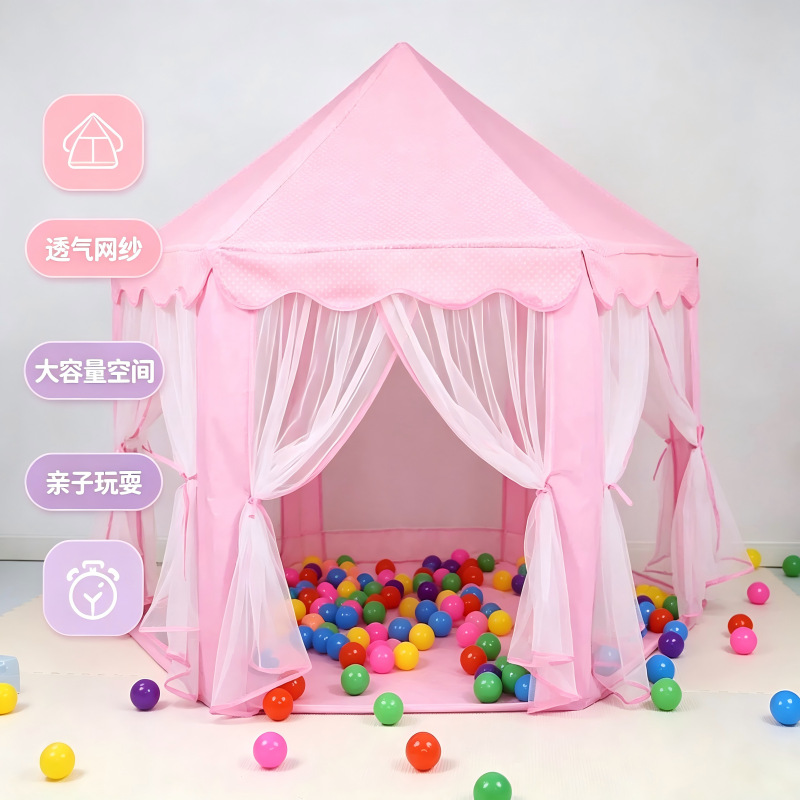 Carpa de juegos hexagonal para niños mosquitos tienda ventilada casa de la princesa interior y exterior tienda de juguetes para bebés