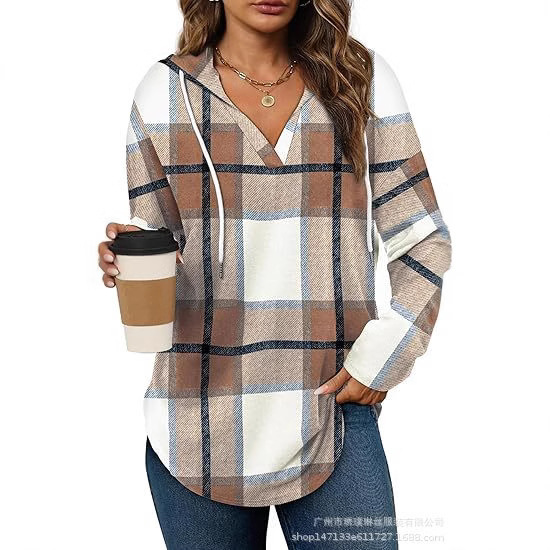 Amazon European and American foreign trade new coat women's flannel jacket plaid long sleeve casual sweater autumn shirt Amazon European and American foreign trade new coat women's flannel jacket plaid long sleeve casual sweater autumn shirt
