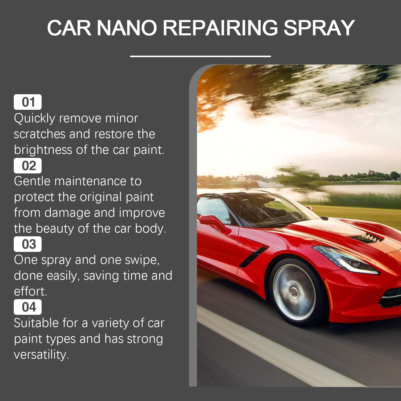 JAYSUING Vehicle Protective Mist Combination, Car Surface Brightening Maintenance, Anti-Dirty Retouching Care, Mist Combination 4
