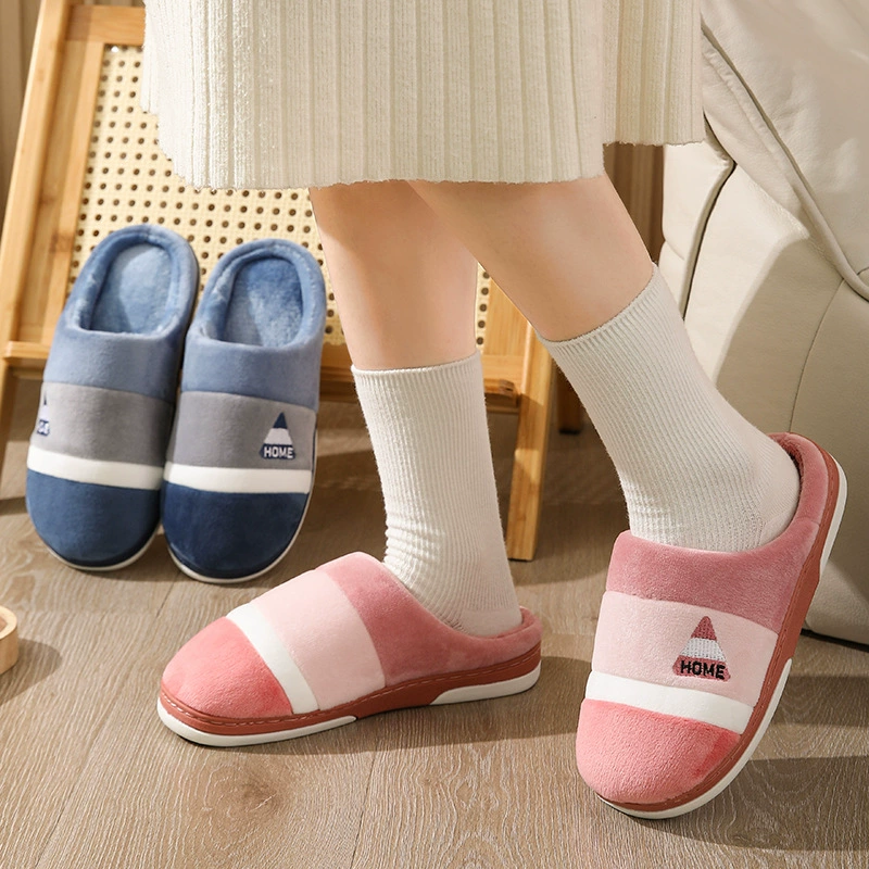 Хлопковые тапочки на толстой подошве, Мужские осенне-зимние домашние и домашние Нескользящие теплые шерстяные тапочки на мягкой подошве для женщин