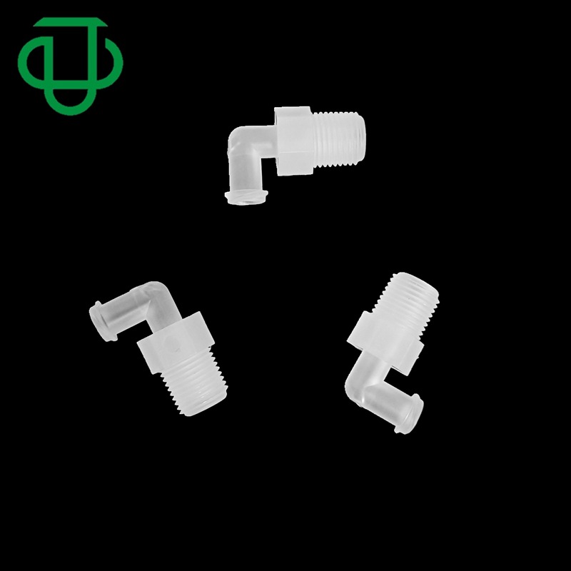 集优品质PP塑料1/8-27NPT螺纹精密鲁尔外牙旋紧母弯头批发